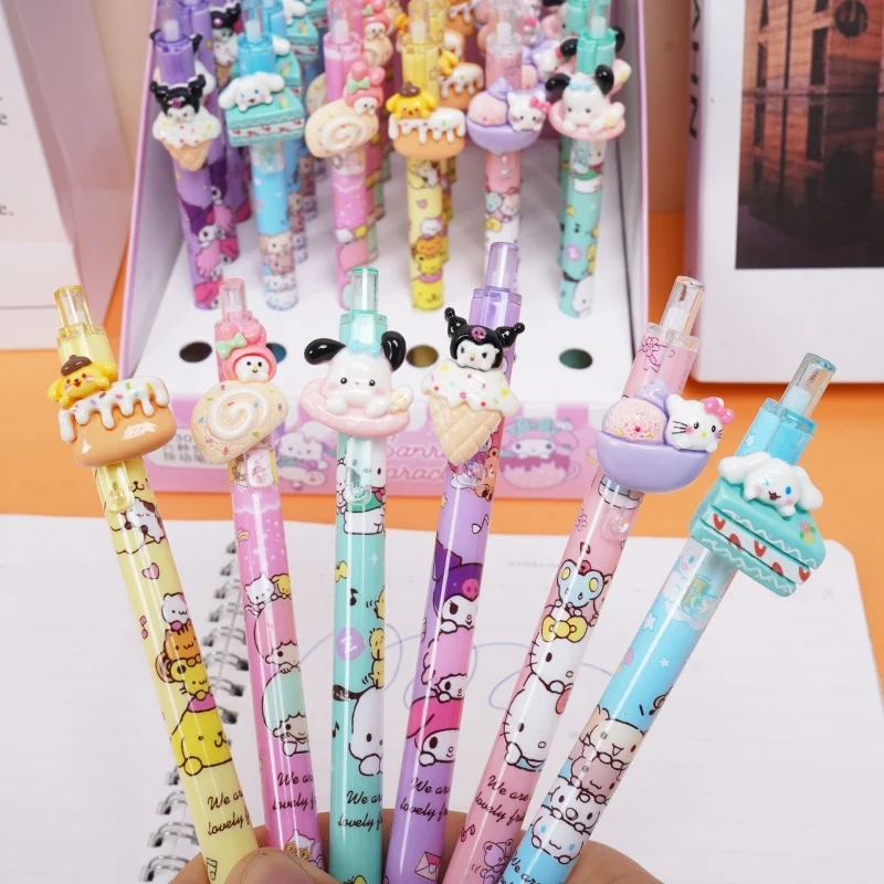 

18/36pcs Sanrio Kitty Melody Kuromi Gel Pen Cute Cinnamoroll 0.5mm Black Ink Neutral Pens Promotional Gift Office School Supply