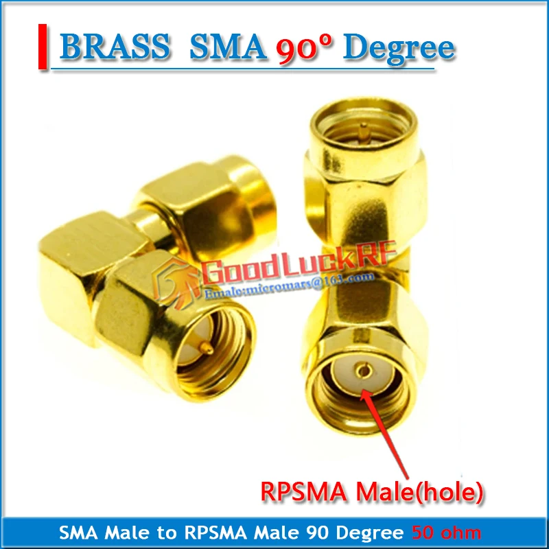 

High-quality SMA Male to RPSMA RP-SMA RP SMA Male Plug Right Angle 90 Degree Type L Gold Brass RF Connector Adapter