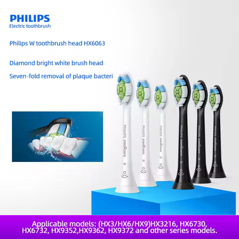 Philips Diamond Sonic Vibrating Brush Head Removes Plaque DuPont Bristles 3 Fits HX3、6、9 Series Toothbrushes