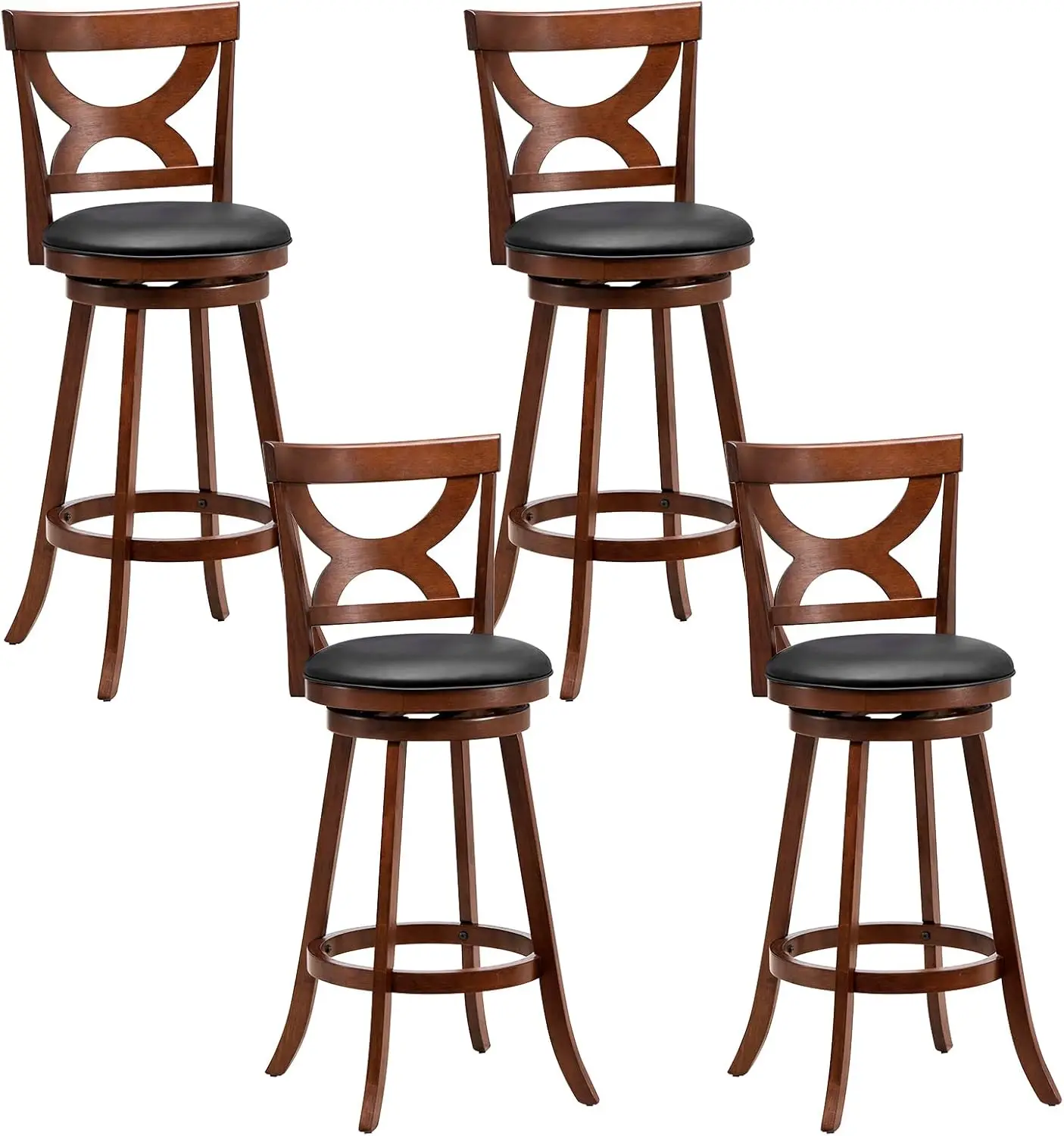 

Bar Stools Set of 4, 30.5" Counter Height Bar Dining Chairs with Back & Footrest, Rubber Wood Frame, 360° Swivel Uphols