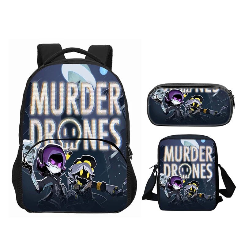 Cartoon Murder Drones 3pcs Set Backpack School Bags Anime Shoulder Bag Pencil Case Camping Book Bags for Boys Girls Best Gift