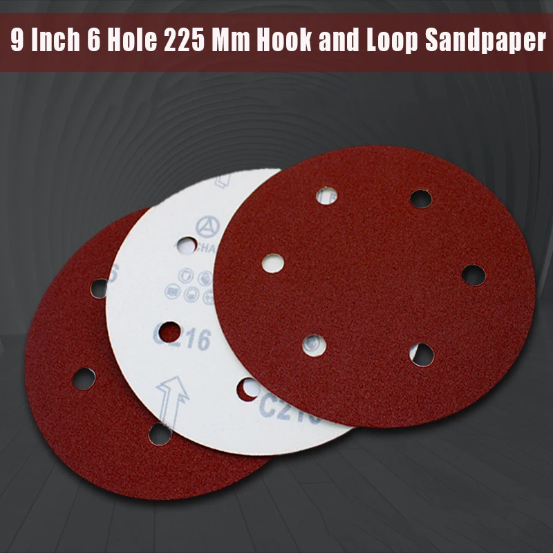 10 Pcs 9inch 6 Hole 225mm Wall Sander Sandpaper Metal Grinding Disc Abrasive Sanding Discs 40-2000 Grit  Rotary Tool Accessories