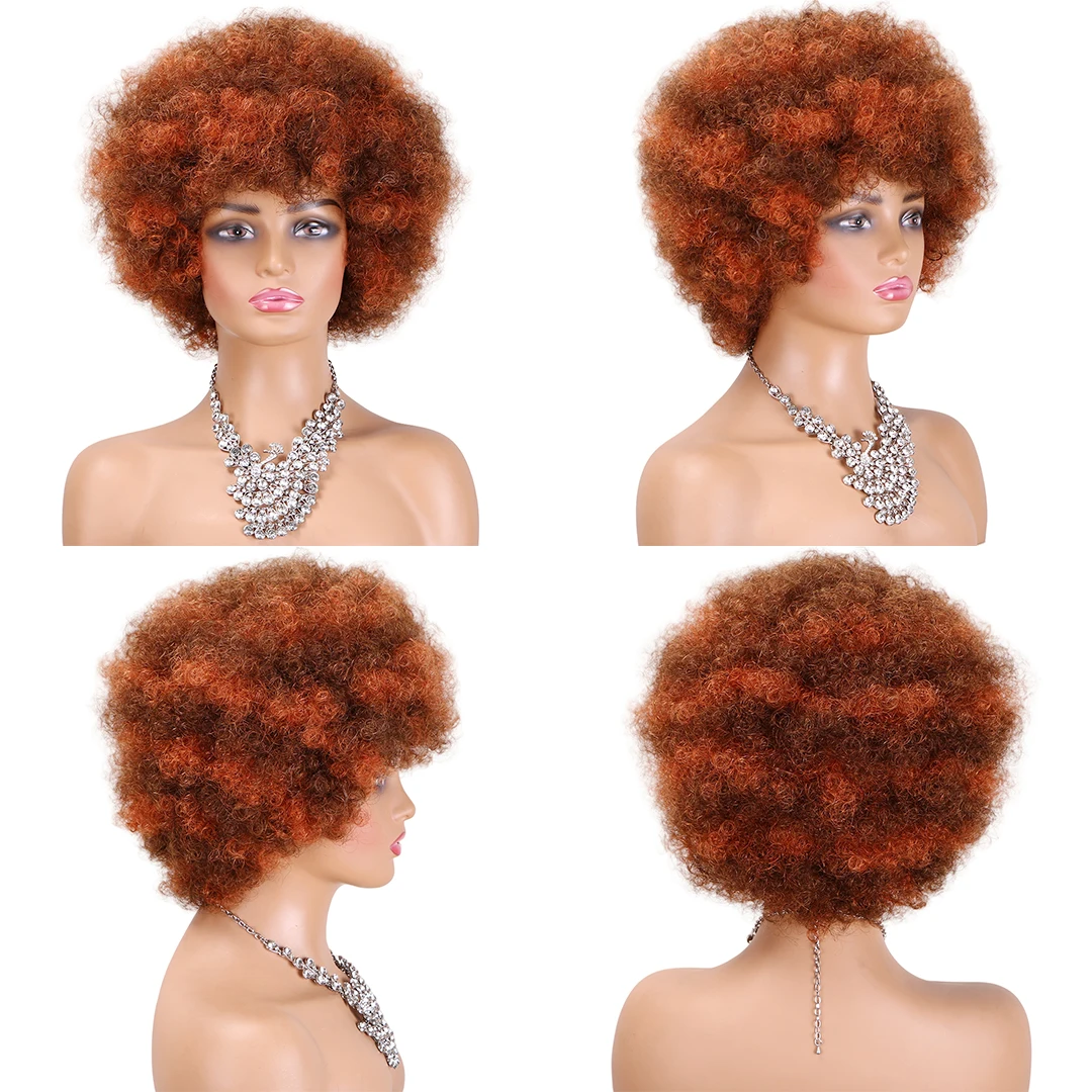 Afro Kinky Curly Parykk: 100% Menneskehår - usage example