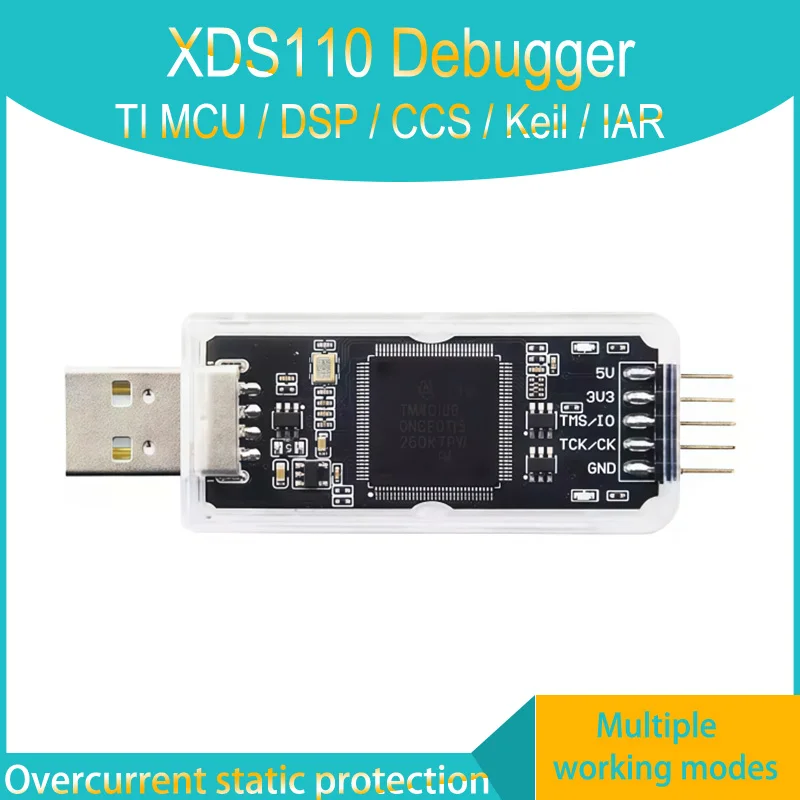 

XDS110 Программатор-отладчик-симулятор TI DSP/MCU C2000 с защитой от перегрузки по току и статического тока, без драйверов