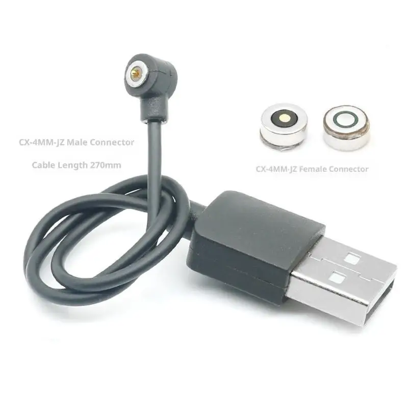 4MM Magnetic Pogo Pin Connector CX-4MM-JZ Male Female 27cm Wire Compact Power Charging Solution for Electronics Development