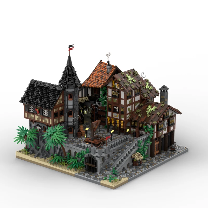 11944 قطعة MOC تخصيص القرون الوسطى بناء مدينة القراصنة الكبيرة نموذج بنة لتقوم بها بنفسك التعليم الجمعية الاطفال اللعب مفاجأة هدية #2