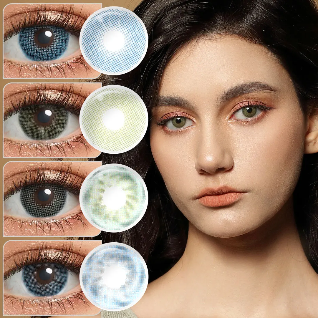 Alta qualidade! Freshgo Lente de Contato de Cor Natural para Olhos Cor Azul Alunos de Beleza Diária Lentes de Cor Cinza Marrom Uso Anual