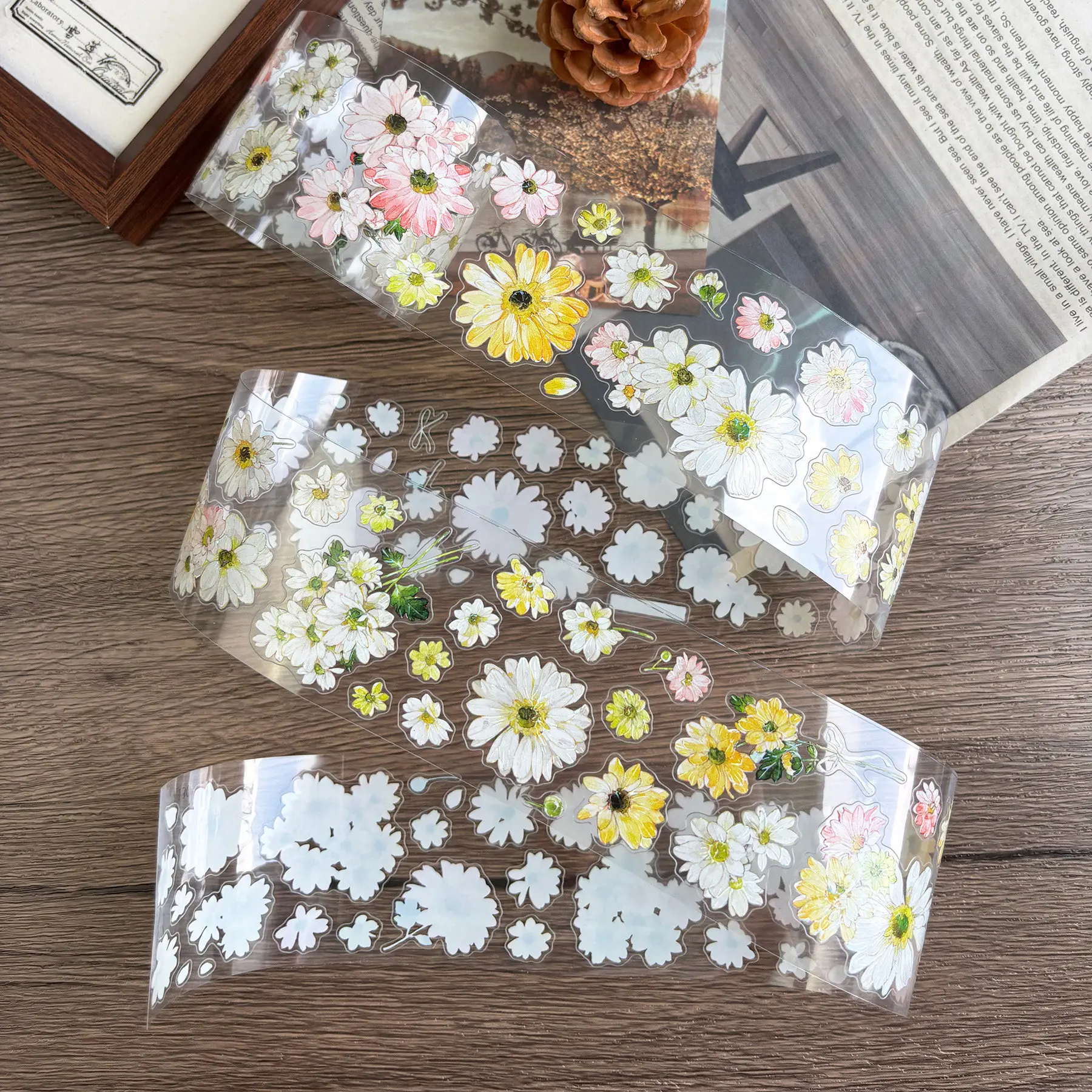 Daisy Flower Washi Tape Sticker DIY Scrapbooking Journaling Decorative PET Material Craft Supplies for Kids