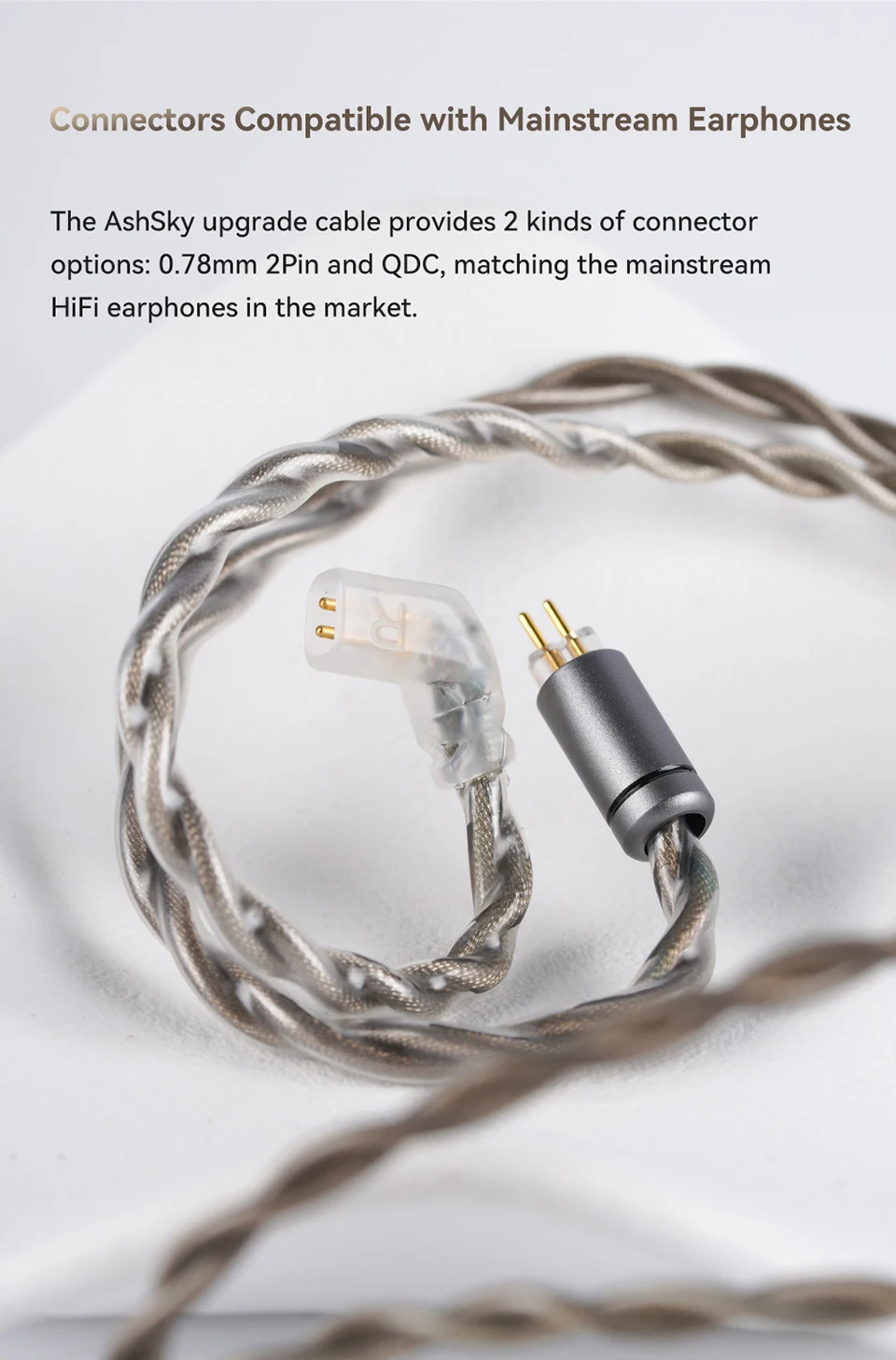 NICEHCK AshSky 6N Silver Plated 7N OCC+7N OCC Upgrad Cable Replaceable 0.78 2Pin/QDC for TANCHJIM MK4 Mystic 8 NX8 IEM