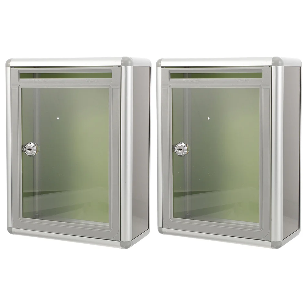 2Pcs Transparent Letter Box Metal Wall Mounted Mailbox with Lock for Office Home Use Suggestion Box for Classrooms Public Places