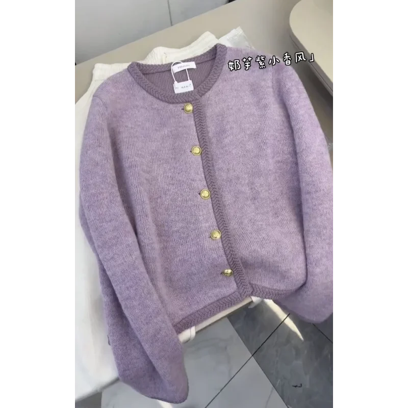 

Autumn Winter New Long-sleeved Round Neck Loose Sweater Knitted Cardigan Coat Top Thickened to Keep Warm Trendy