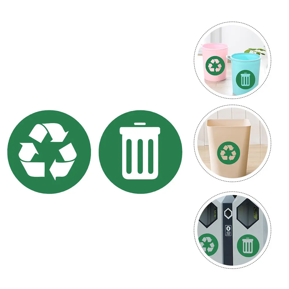 2Pcs Trash Sorting Wall Stickers PVC Adhesive Decals Waterproof Removable Trash Can Label for Garbage Classification