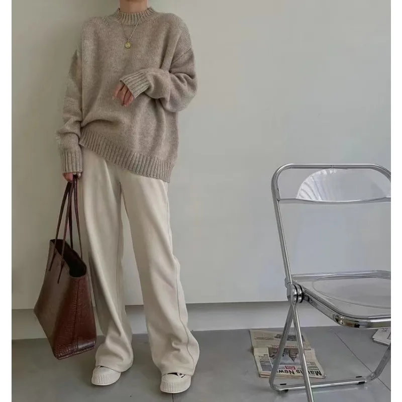 Wool Women's Sweater Loose Casual Pullover Autumn Winter Warm Soft Knit Top Comfortable Quality Wool Knitwear Popular Clothes