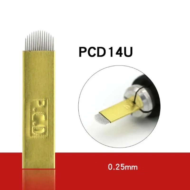 PCD 12/14/12U/14U Microblading Blades Needle Tebori Professional Piercing Needle 50pcs Permanent Makeup Manual Needle