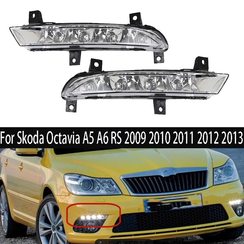 

Car Lights LED Front Bumper Daytime Running Light Fog Light For Skoda Octavia A5 A6 RS 2009 2010 2011 2012 2013