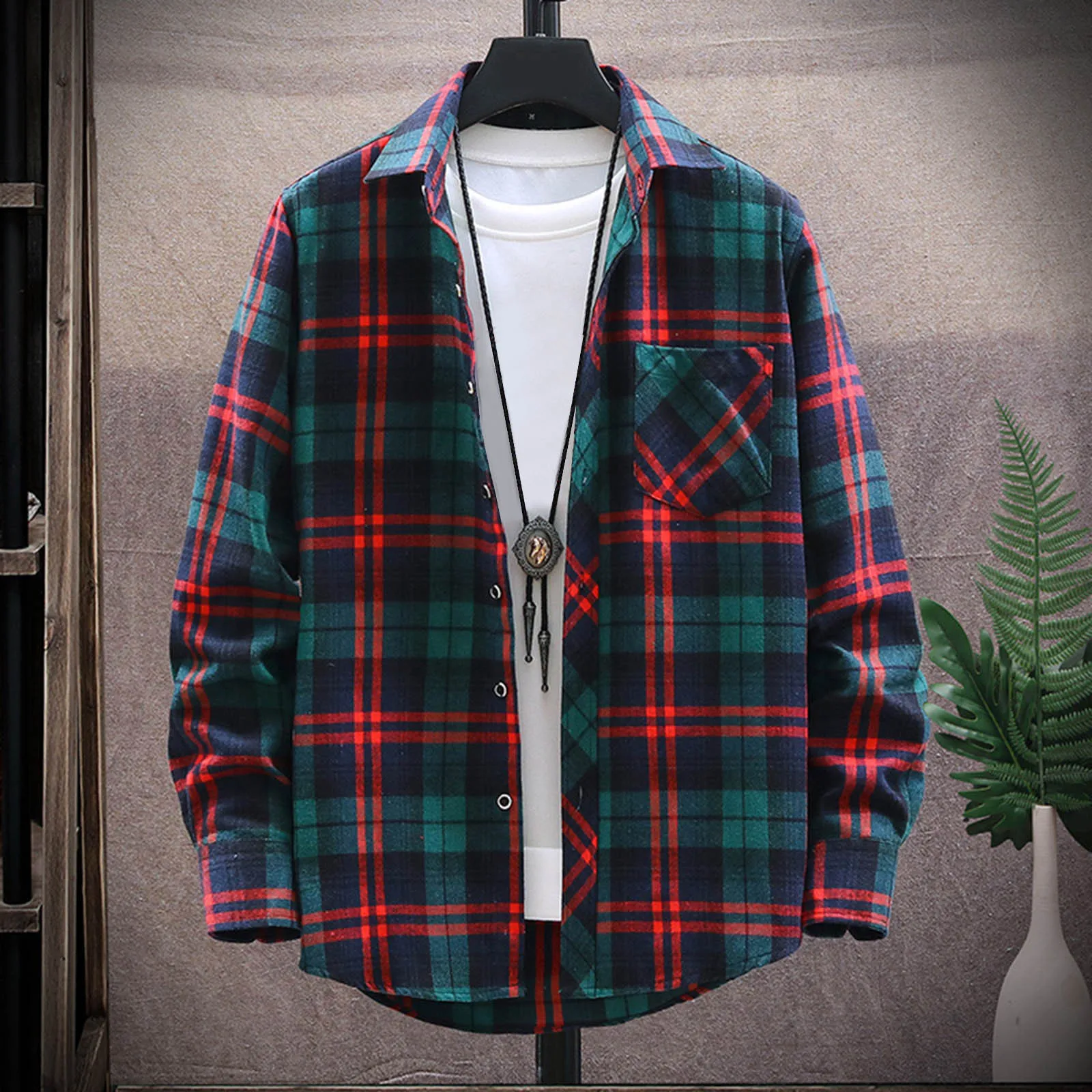 Men Clothing 2024 Fashion Spring Summer Autumn Casual Plaid Long Sleeve Shirt Retro Youth Casual All-match Top Men Shirt Coat