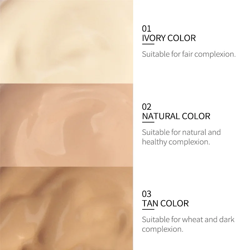 30ml Natural 3-Tone Moisturizing Concealer Full Coverage Pores Dark Circles Ivory Foundation with Easy-Use Pump Head Cosmetics view 3
