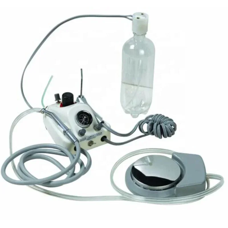 High Quality Dentel Motor Instrument 2 /4 Holes Dental Portable Turbine Unit Work With Air Compressor and 3 Way Syringe