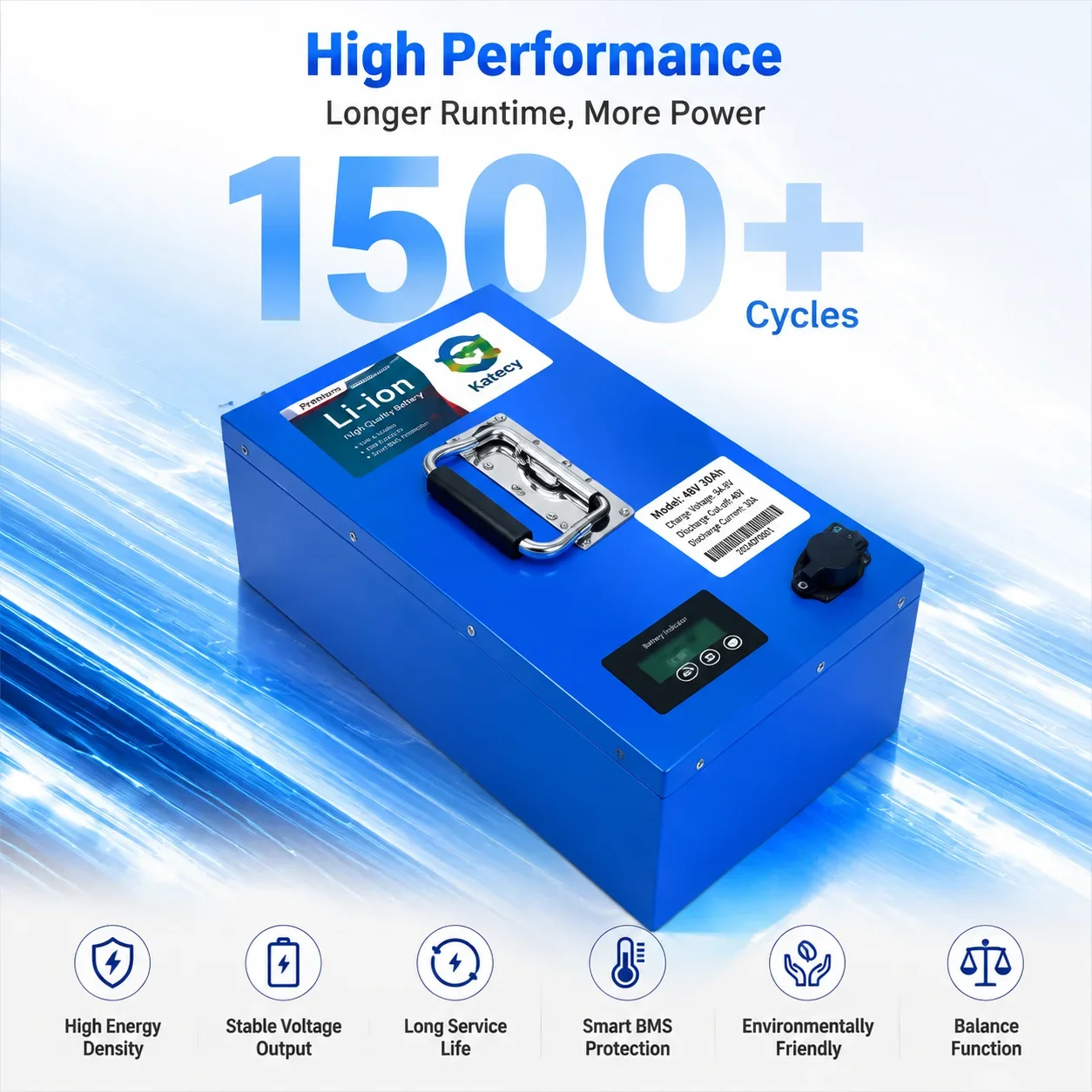 Batería de Litio Recargable de Gran Capacidad 48V 30AH 18650, Batería de Alta Potencia, Adecuada para Motor de Bicicleta Eléctrica de Montaña Todoterreno de 250W-2000W
