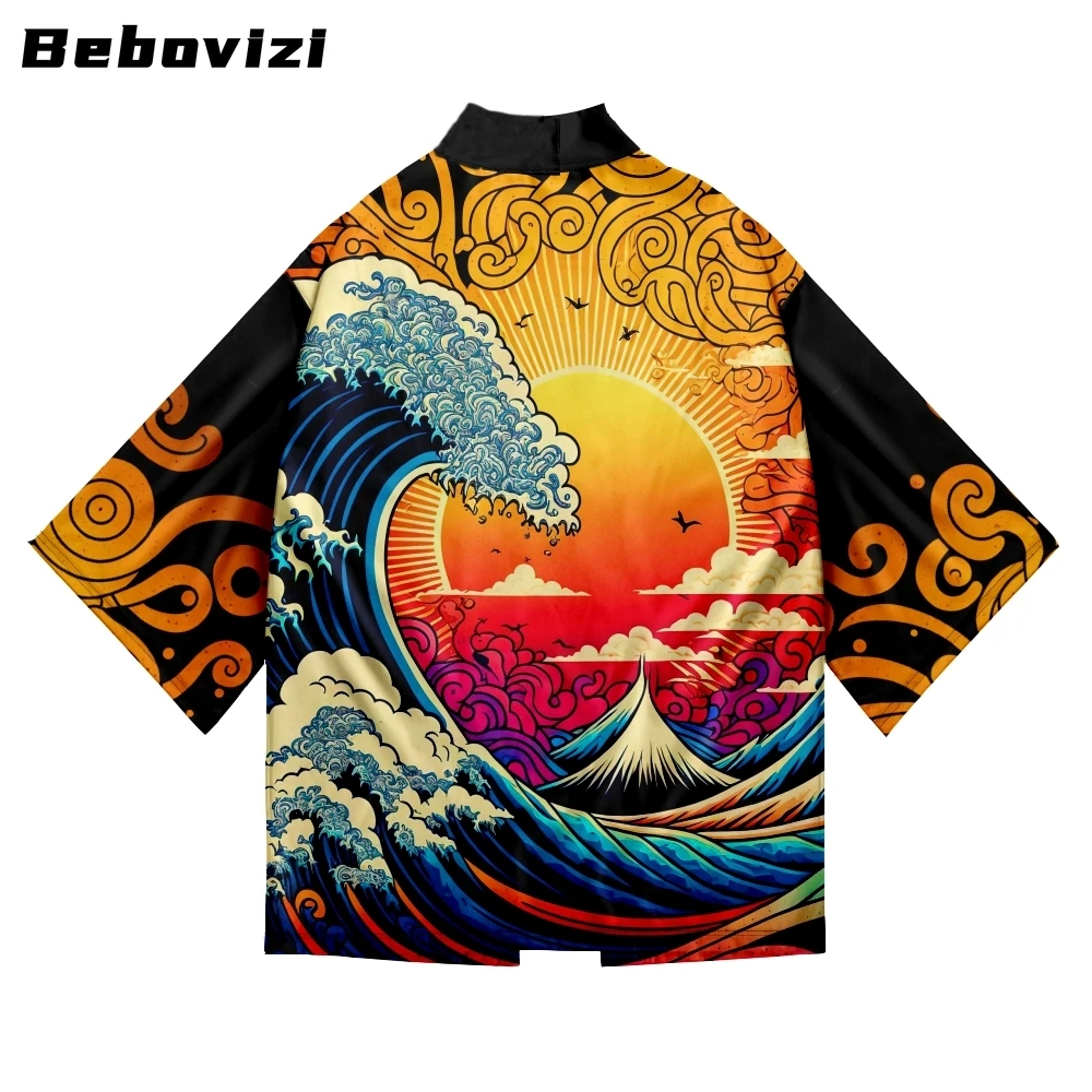 

New Design Kanagawa Waves Print Shirt Traditional Kimono Women Men Haori Japanese Beach Yukata Streetwear Cardigan Clothing