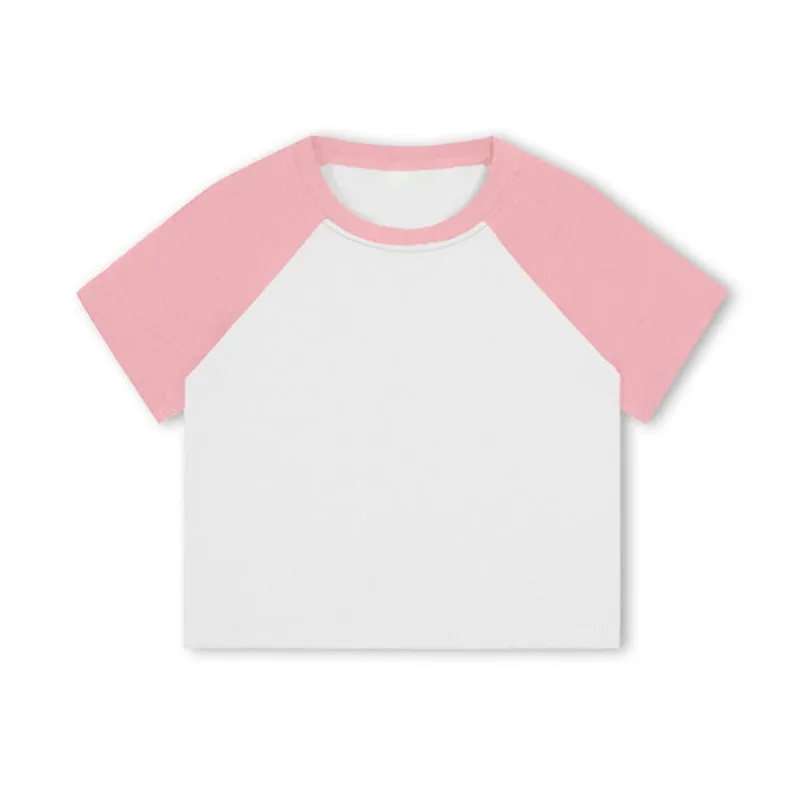 EBAIHUI Raglan Sleeve Color Block Design Women's T-shirt Simple and Versatile Ladies Top Summer Round Neck Short Casual Tees