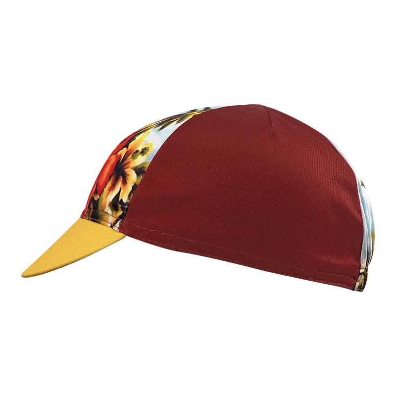 New cycling cap polyester sweat absorbent cap fashion unisex red background flowers