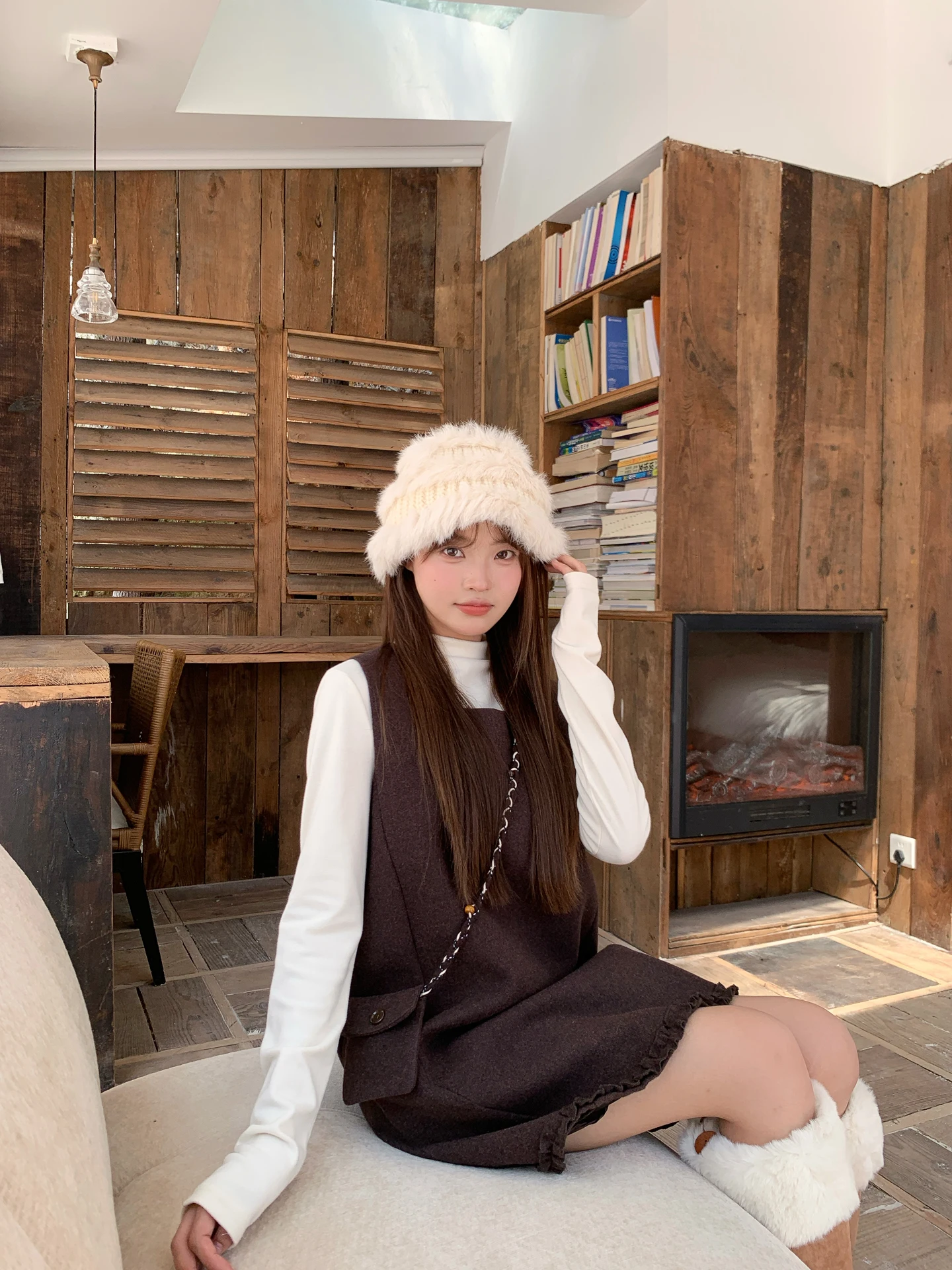 

Корейский шерстяной жилет Dr, женский зимний облегающий внутренний костюм, базовая юбка, комплект из двух предметов, дышащая повседневная мода