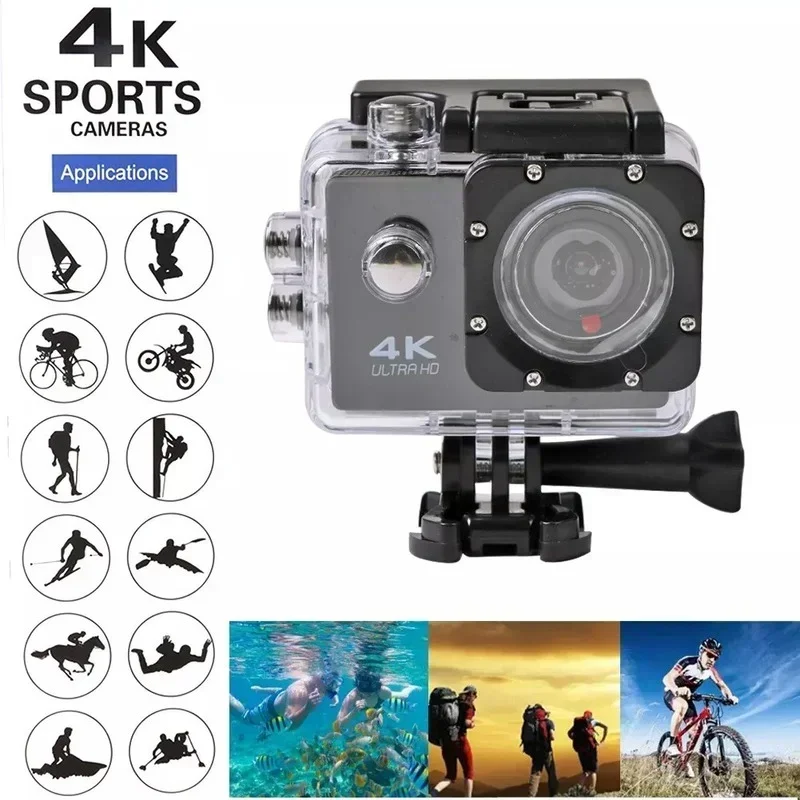 Professional waterproof outdoor sports digital video camera,12MP WiFi sports camera 4K 25fps Ultra HD,170-degree wide-angle lens