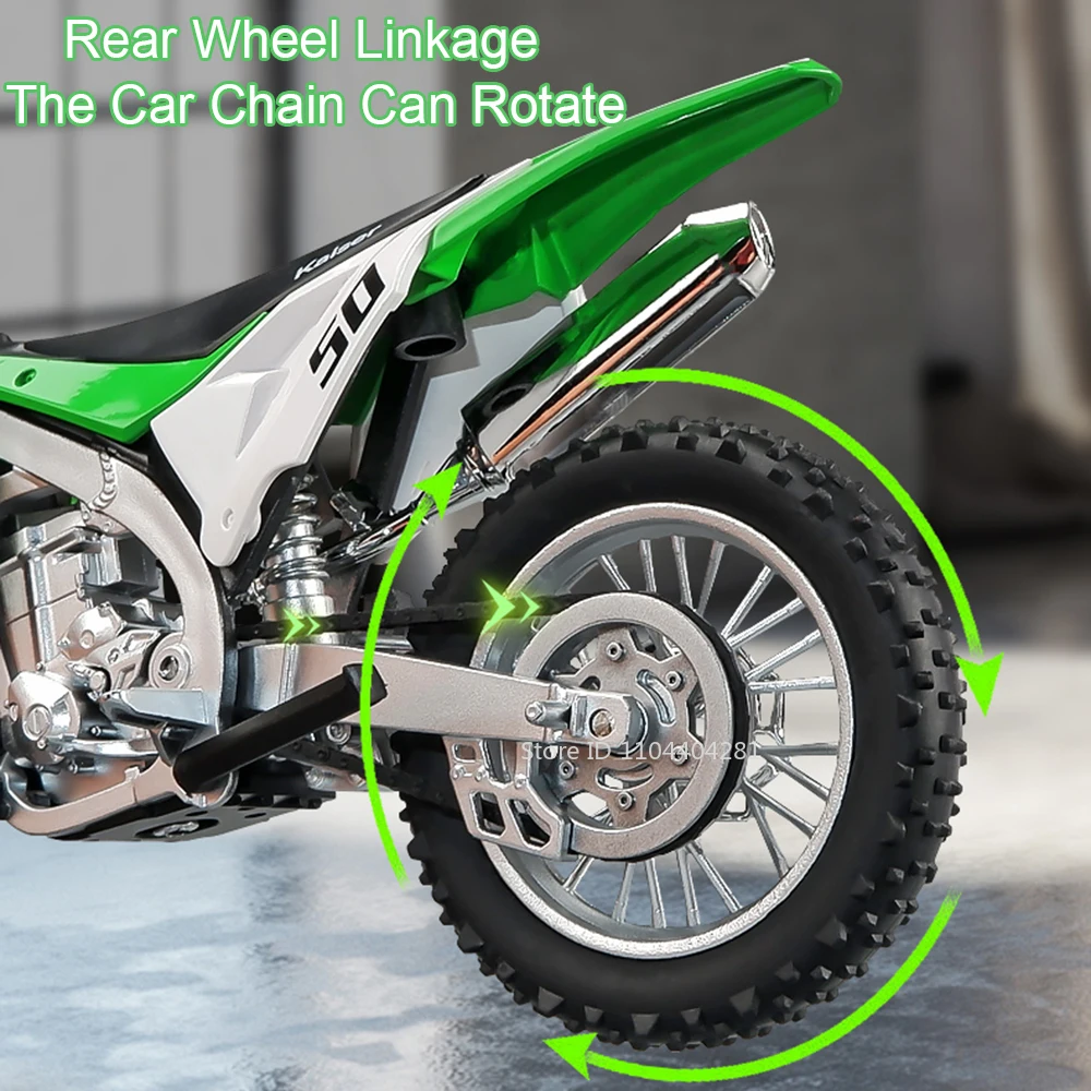 1:12 كاواساكي KX450 NIJIA ZX-6R نموذج دراجة نارية لعبة دييكاست سبيكة سيارة الجبهة عجلة القيادة امتصاص الصدمات ديكور الصبي هدية #5