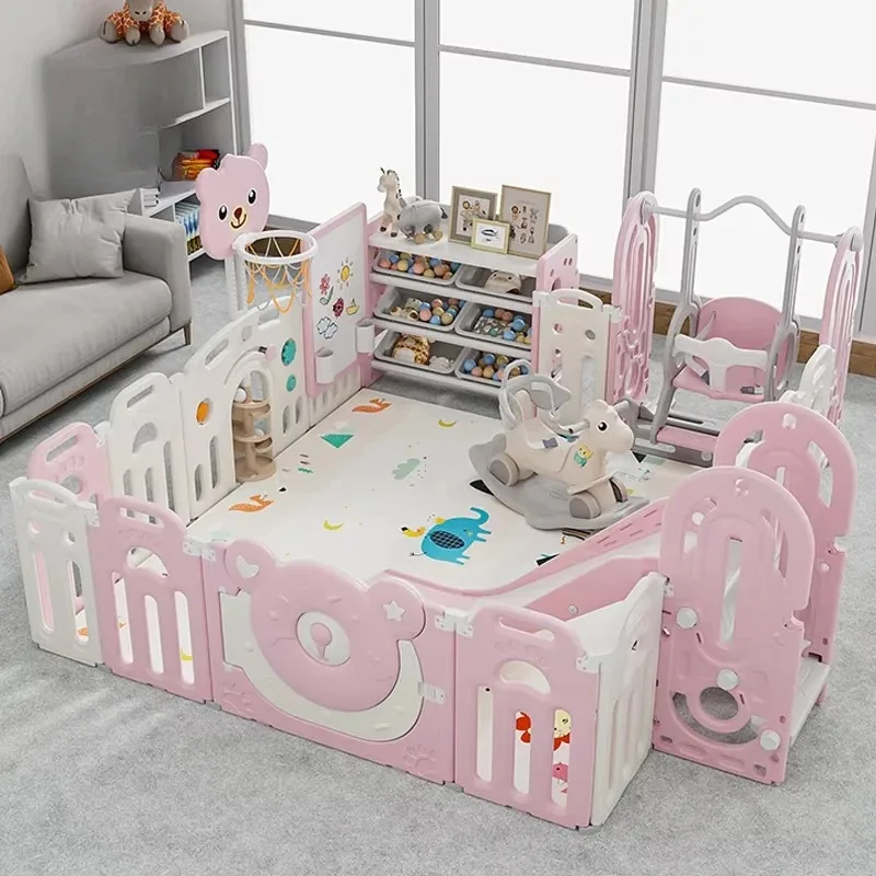 

【2026】Large Games Latest Safety Plastic Folding Fence Portable Playground Slide Indoor Playground With Door