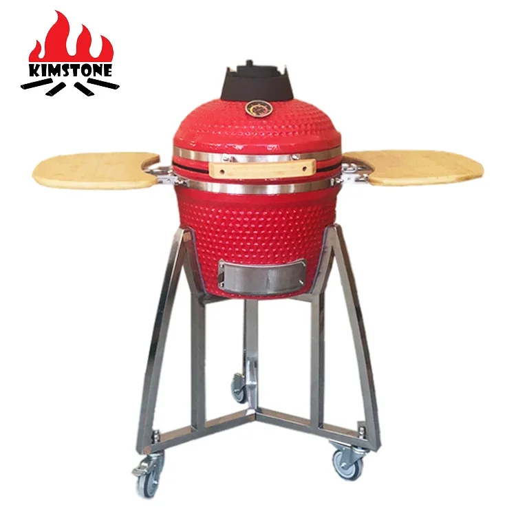 KIMSTONE 2023 New Hot Selling 16 Inch Portable Bbq Rotisserie Grill Commando Kamado Smoker With Stainless Steel Stand