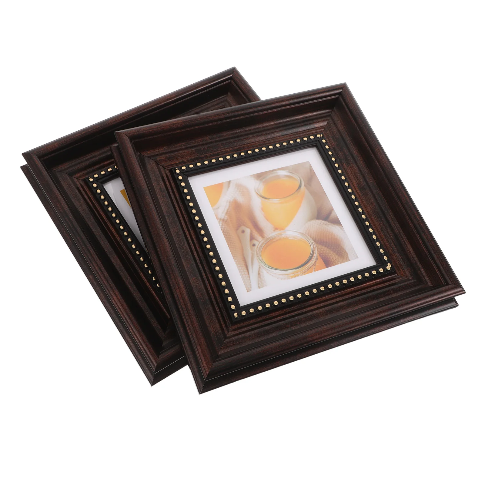 

2Pcs Vintage Photo Frame Dual Function Wall Tabletop Display 5 Inch Resin Decorative Frame Retro Style Family Picture Holder