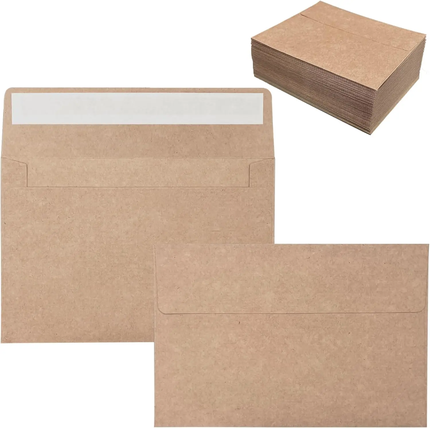 

100 Pack 4x6 Kraft Envelopes for Invitations, Self Seal A4 Envelopes for Greeting Cards, Photos, Postcards, Wedding, Graduation