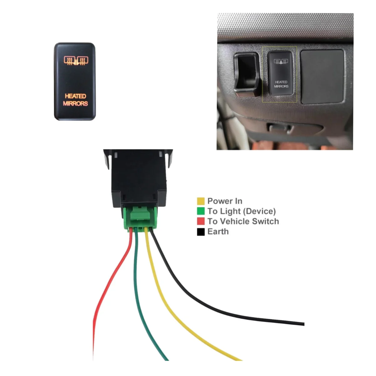 Car rearview mirror heater electric heated side mirrors switch electric  heated mirrors covers switch with wires