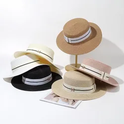 M-standard Flat-topped Straw Hat Retro Joker Beach Sun  Hat in Summer Beanies for Men