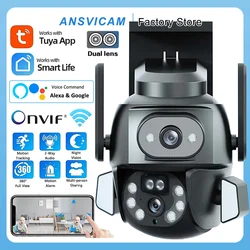 ANSVICAM 4K 8MP Wifi Security Camera Outdoor Tuya Smart Dual Screen PTZ Security-Protection Cam AI Auto Tracking Surveillance