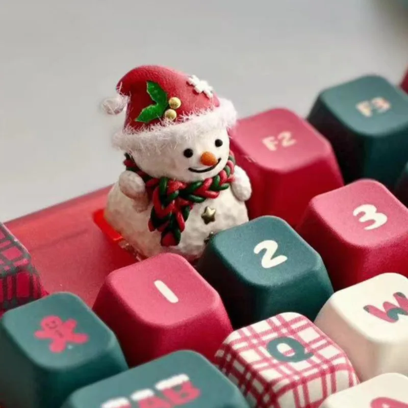 

Рождественские колпачки для ключей с снеговиком, 3D креативные колпачки для механической клавиатуры ручной работы для MX перекрестный переключатель, аксессуары в подарок