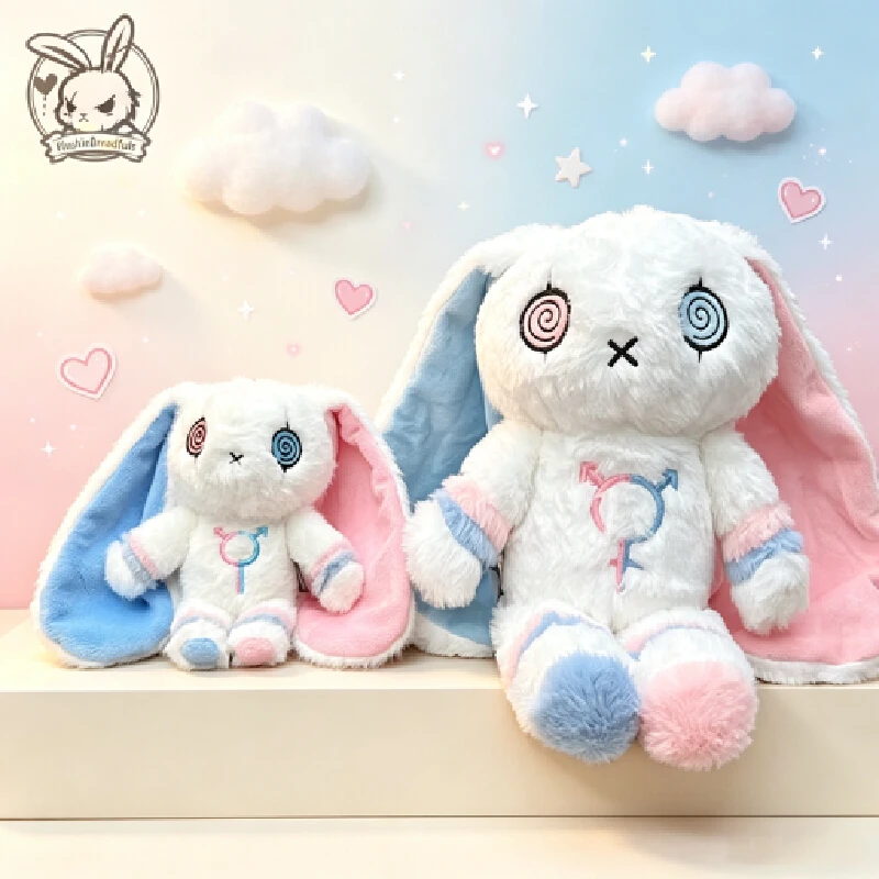Pluishie Dreadfuls Plush Bunny Transgender Pride Soft Stuffed Cute Comforting Doll Home Decoration Plush Toy Enthusiasts Gift