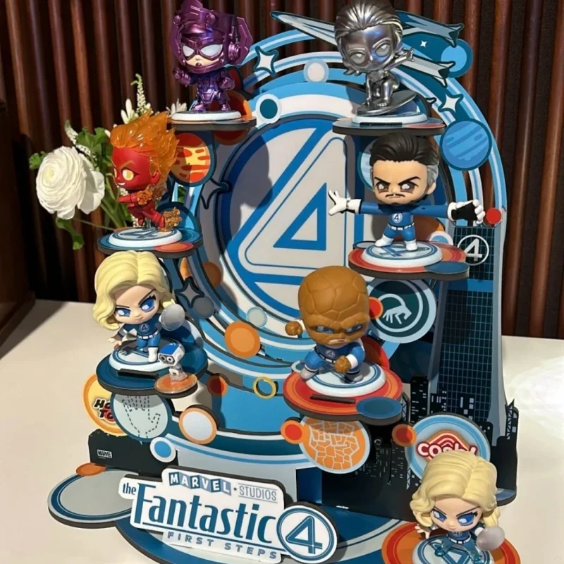 ของแท้ Hottoys Cosbi Fantastic Four: First Steps กล่องตาบอดรุ่น Miniature อะนิเมะตัวเลข Mystery กล่องของเล่นแฟนของขวัญ