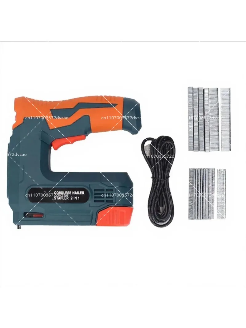 Cordless Staple Gun 2000mAh, USB Electric Nailer with 6mm & 10mm Nails, Portable Battery Powered Stapler for Home Use