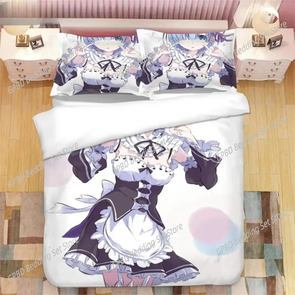 

Japanese Anime Kawaii Ram Rem Bedding Set Bedroom Soft Modern Bedspreads Comefortable Duvet Cover Quilt Cover And Pillowcase