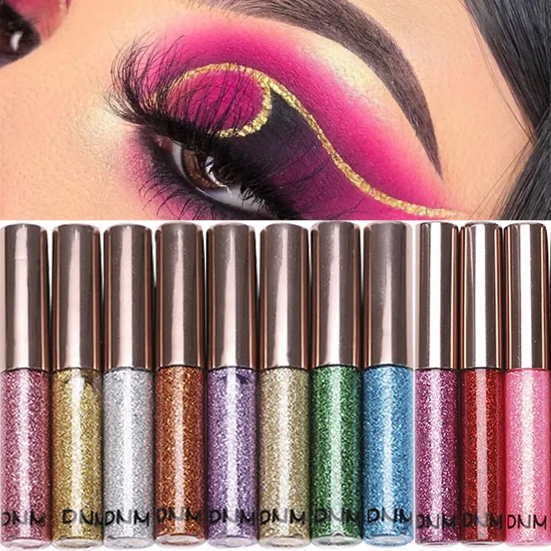 14 Colors Waterproof  Diamond Glitter Liquid Eyeliner Shiny Eyeshadow Long Lasting Quick Dry Eye Liner Cosmetics Makeup Tools