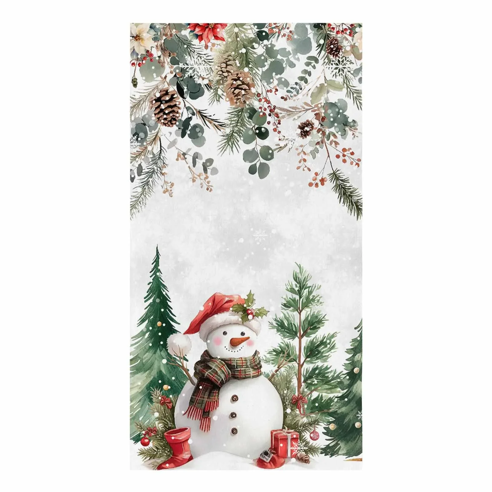 Christmas Pine Leaf Berry Hazelnut Snowman Microfiber Towel Absorbent Kitchen Cleaning Cloth Dish Towel Household Cleaning Towel