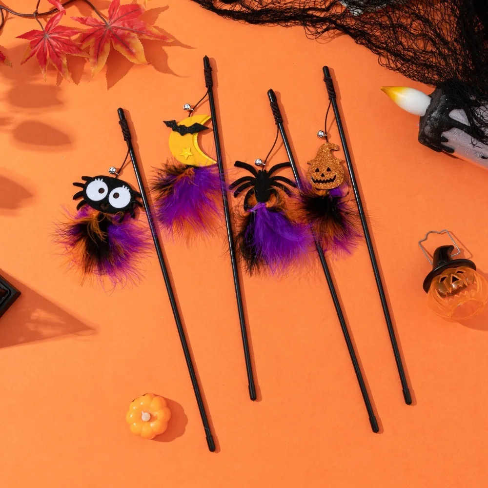 Katze Spielzeug Lustige Katze Stick Halloween Haustier Spielzeug Kürbis Geist Spinne Katze Spielzeug Kreative Interaktive Indoor Spielzeug Geschenk Haustier urlaub liefert