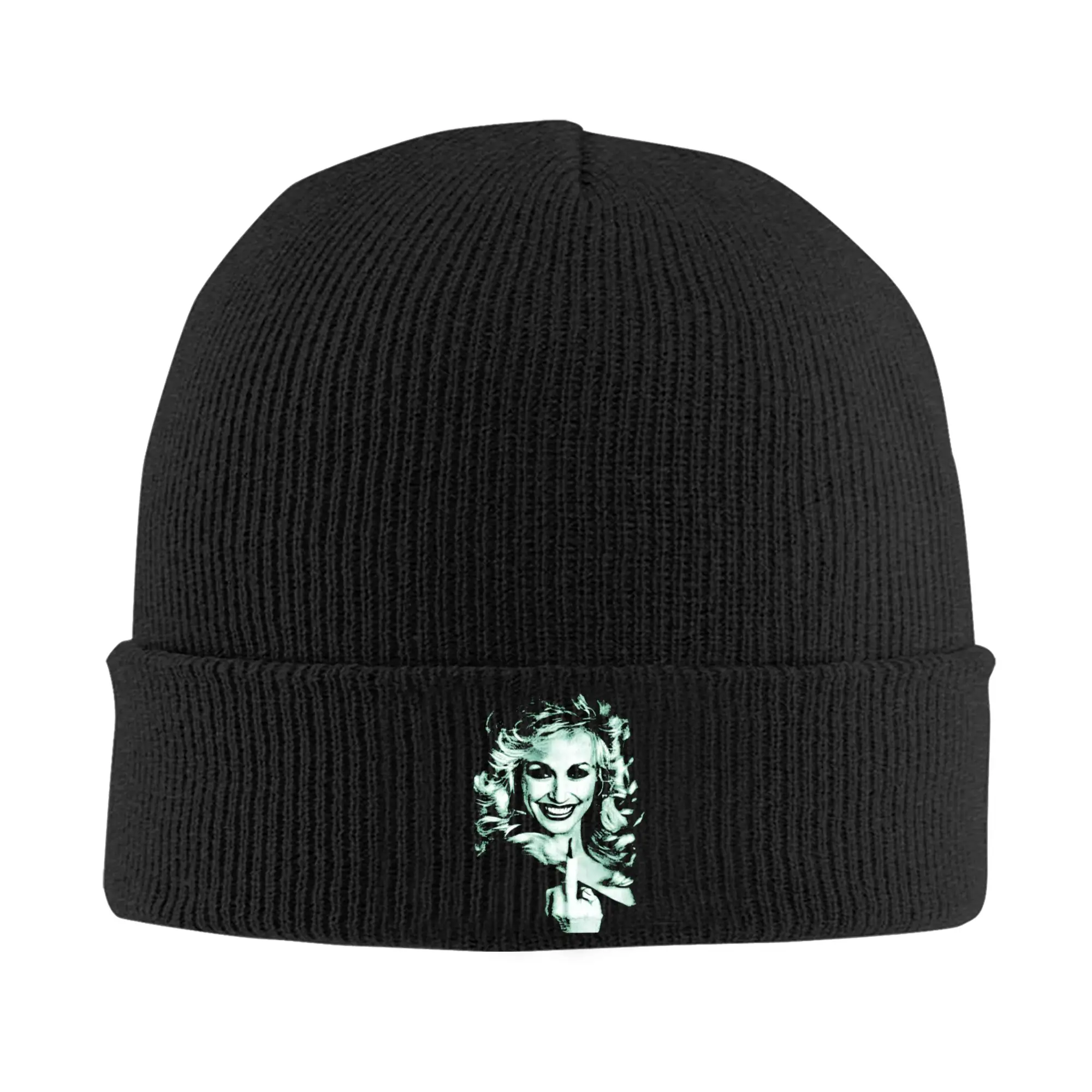 Dolly Parton  Green Hats Autumn Winter Beanies Fashion  Cap Unisex Acrylic Skullcap