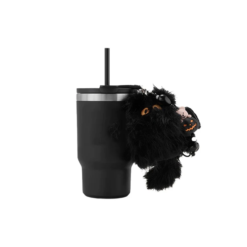 신제품 BK 2025 할로윈 한정판 다크 나이트 블랙 시리즈 세라믹 마크 1183ml 스테인리스 스틸 빨대 보온컵 할로윈