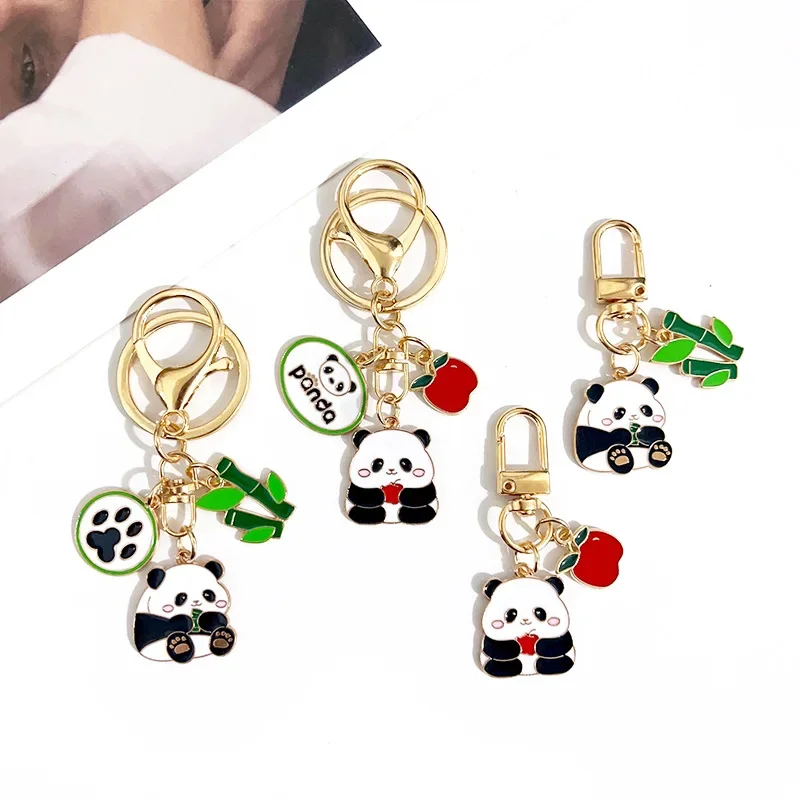 Cute Chengdu Giant Panda Keychain Chinese Style Cartoon Keyring National Treasure Metal Key Chain Pendant Souvenir Handheld Gift