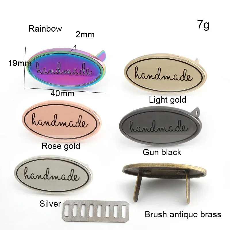 20-100 Pieces Metal Handmade/Handcrafted Labels Tags For Bags Purse Handbag Hand Made Letter Printed DIY Your Name Sewing Labels