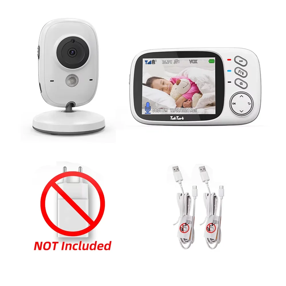 TakTark 3,2 inch draadloze video-babyfoon met slaapliedjes Auto-nachtzicht tweerichtingsintercom temperatuurbewaking babysitter