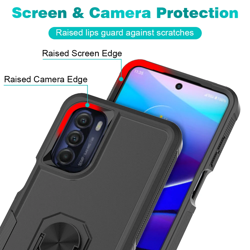 Moto G stylus 5G 2022 Phone Case Rotate Ring Stand Shockproof Hybrid Case Dual Layer Hard Cover for Moto G stylus 5G 2022 Case